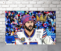 Richard Gene Barbera Signed "Crown - Josh Allen" 2026 9x12 Original Art Canvas (Barbera) at PristineAuction.com