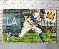 Richard Gene Barbera Signed "Crown - Mookie Betts" 2026 9x12 Original Art Canvas (Barbera) at PristineAuction.com