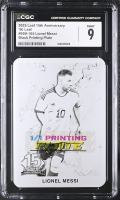 Lionel Messi 2025 Leaf 15th Anniversary '90 Leaf Black Printing Plate #90B-105 #1/1 (CGC 9) at PristineAuction.com