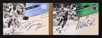 Magic Johnson / Michael Jordan 2011 Upper Deck All Time Greats One on One Dual Book Card Autographs #ONOMM #3/5 at PristineAuction.com