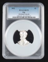 2022 Fiji 1 oz. .999 Fine Silver $2 Abraham Lincoln Shaped Coin (PCGS MS70) at PristineAuction.com
