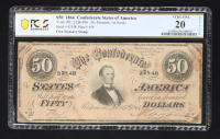 1864 T-66 Confederate States of America $50 Note (PCGS Very Fine 20 Details) at PristineAuction.com
