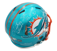 Ricky Williams & Ronnie Brown Signed Dolphins Full-Size Authentic On-Field Flash Alternate Speed Helmet Inscribed "Wildcat" & "Hitting Holes & Smoking Bowls" (Radtke) at PristineAuction.com