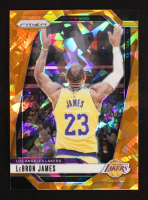 LeBron James 2024-25 Panini Prizm Prizms Orange Ice #130 at PristineAuction.com