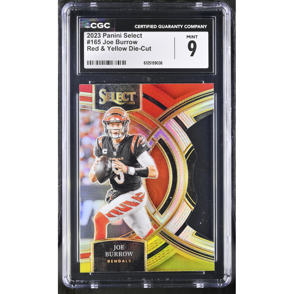 Joe Burrow 2023 Panini Select Red & Yellow Die-Cut #165 (CGC 9) at PristineAuction.com
