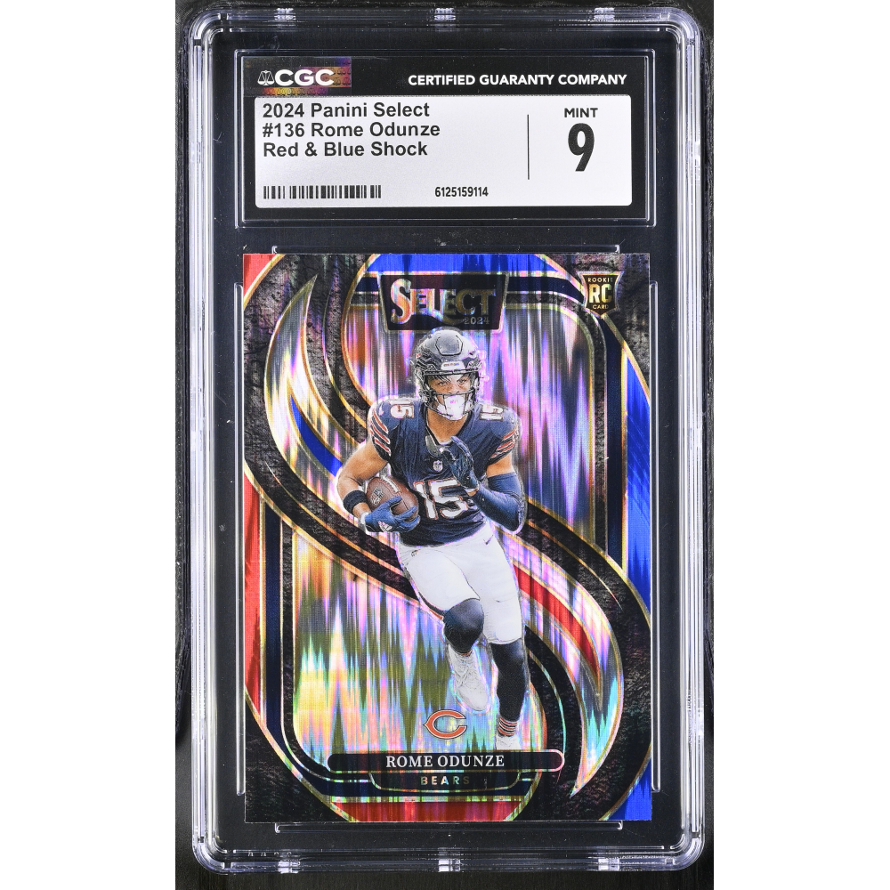 Rome Odunze 2024 Panini Select Red & Blue Shock #136 RC (CGC 9) at PristineAuction.com