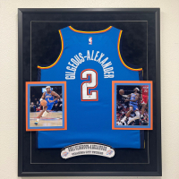 Shai Gilgeous-Alexander Signed Thunder Custom Framed Jersey (PSA) at PristineAuction.com