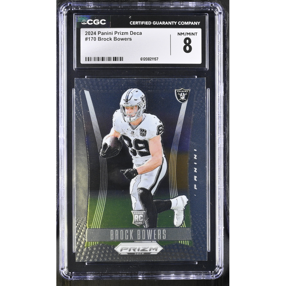 Brock Bowers 2024 Panini Prizm Deca #170 (CGC 8) at PristineAuction.com