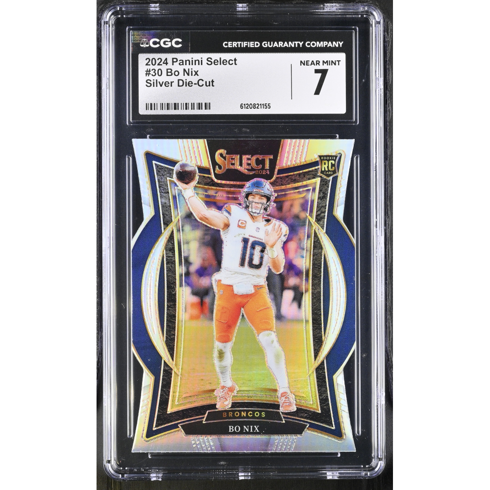 Bo Nix 2024 Panini Select Silver Die-Cut #30 RC (CGC 7) at PristineAuction.com