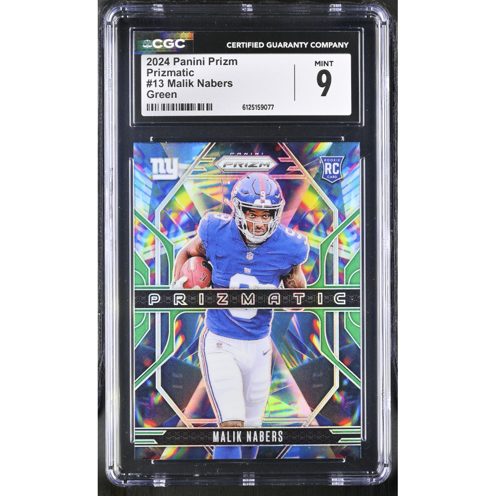 Malik Nabers 2024 Panini Prizm Prizmatic Green #13 RC (CGC 9) at PristineAuction.com