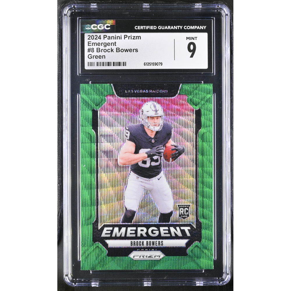 Brock Bowers 2024 Panini Prizm Emergent Green #8 (CGC 9) at PristineAuction.com