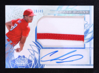 Chase Burns 2024 Leaf Trinity Aqua Foil Autograph Swatches #PACB3 #18/49 RC at PristineAuction.com