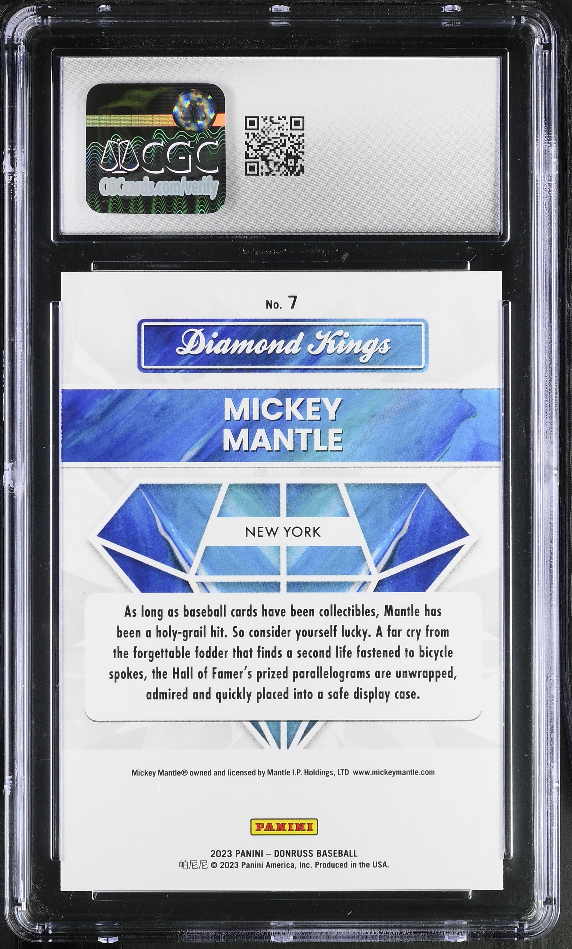 Mickey Mantle 2023 Panini Donruss Holo Blue #7 (CGC 9) at PristineAuction.com Mickey Mantle 2023 Panini Donruss Holo Blue #7 (CGC 9) at PristineAuction.com