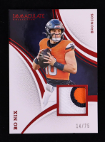 Bo Nix 2025 Immaculate Collection Jersey Red #80 #14/75 at PristineAuction.com