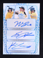 Wyatt Sanford / Eddie Rynders / Konnor Griffin 2024 Leaf Trinity Triple Autographs Aqua #TA16 #5/25 RC at PristineAuction.com