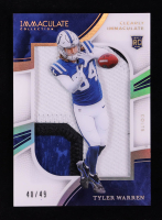 Tyler Warren 2025 Immaculate Collection Clearly Immaculate Rookie Jerseys Prime #41 RC #40/49 at PristineAuction.com
