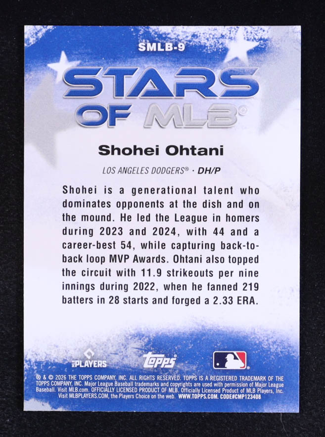 Shohei Ohtani 2026 Topps Stars of MLB #SMLB9 at PristineAuction.com Shohei Ohtani 2026 Topps Stars of MLB #SMLB9 at PristineAuction.com