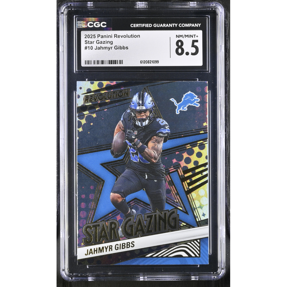 Jahmyr Gibbs 2025 Panini Revolution Star Gazing #10 (CGC 8.5) at PristineAuction.com