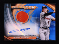 Jackson Holliday 2024 Topps Pro Debut Fabrics of the Future Autograph Relics Blue #FOTFJH RC #081/150 at PristineAuction.com