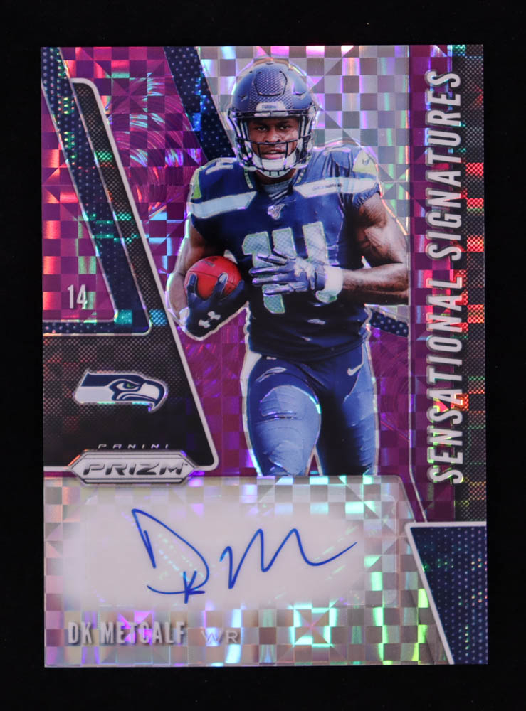 D.K. Metcalf 2019 Panini Prizm Sensational Signatures Prizms Purple Power #SEDKM RC #01/49