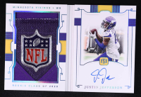 Justin Jefferson 2020 Panini National Treasures Rookie Jumbo Materials Prime Signature Booklets NFL Shield #15 RC #1/1 at PristineAuction.com