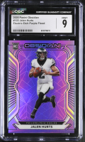 Jalen Hurts 2020 Panini Obsidian Electric Etch Purple Flood #122 RC #02/16 (CGC 9) at PristineAuction.com