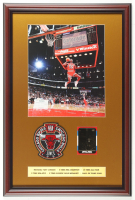 Michael Jordan Custom Framed Photo Display with Cloth Team Logo Patch & 24kt Gold Trading Card at PristineAuction.com