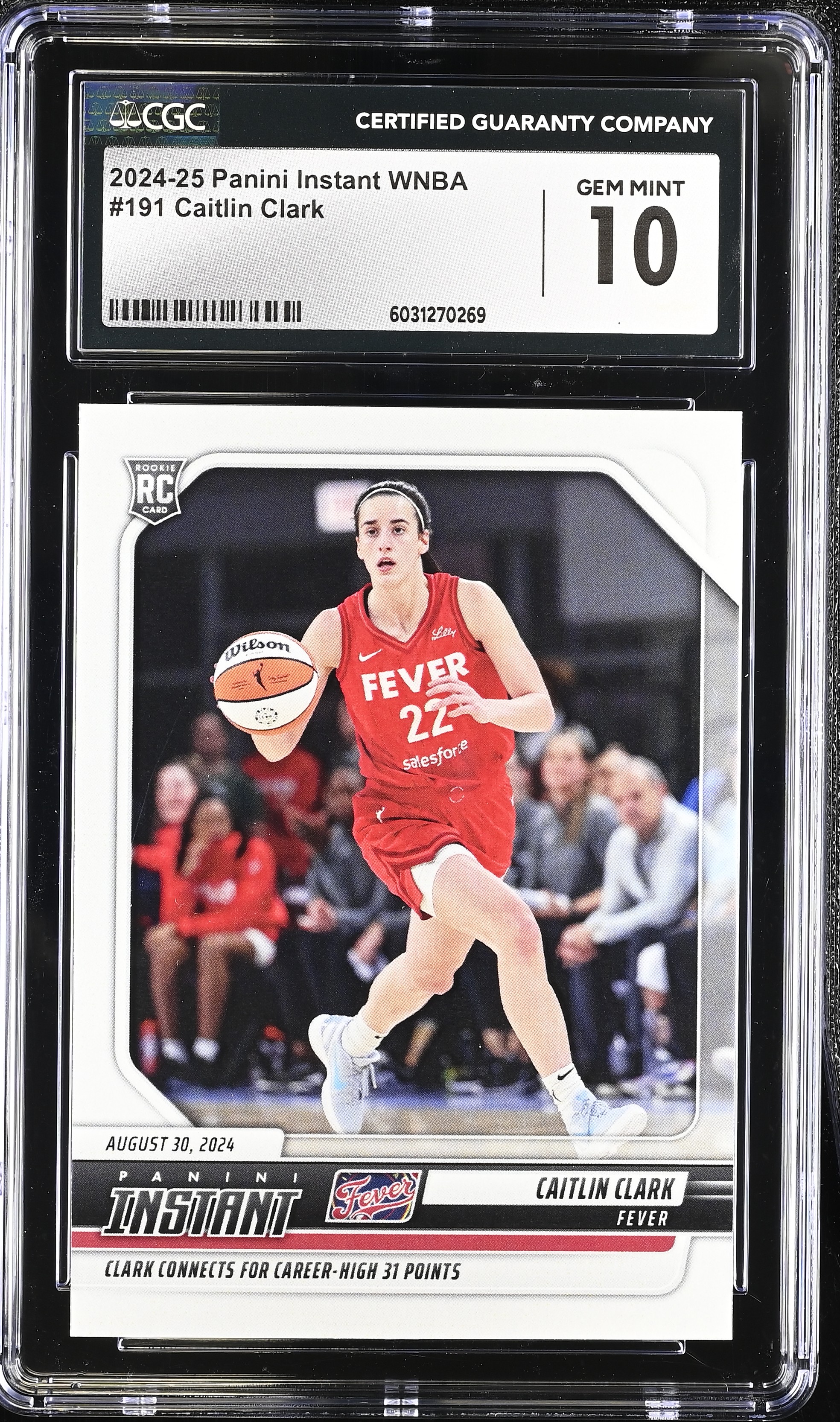 Caitlin Clark 2024-25 Panini Instant WNBA #191 RC #1/11687 (CGC 10) at PristineAuction.com Caitlin Clark 2024-25 Panini Instant WNBA #191 RC #1/11687 (CGC 10) at PristineAuction.com