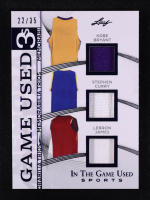 Kobe Bryant / Stephen Curry / LeBron James 2025 Leaf ITG Used Sports Game Used Trios Memorabilia Blue #GT4 #22/35 at PristineAuction.com