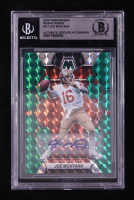 Joe Montana Signed Sticker On 2023 Panini Mosaic Mosaic Green #217 (BGS) at PristineAuction.com