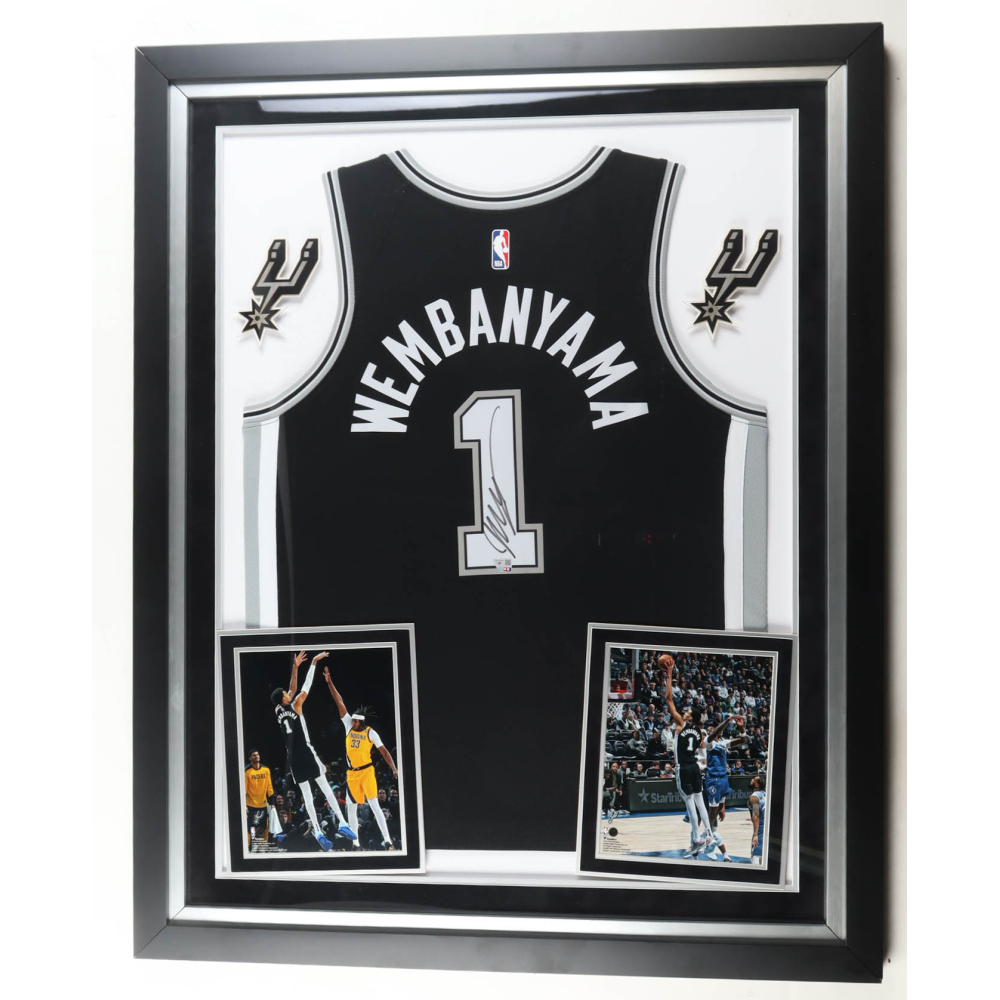 Victor Wembanyama Signed Spurs Custom Framed Jersey Display (Fanatics) at PristineAuction.com
