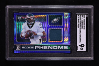 Jalen Hurts 2020 Donruss Optic Rookie Phenoms Jerseys Horizontal Blue Hyper #14 RC (SGC 9) at PristineAuction.com