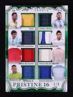 2025 Leaf ITG Used Sports Pristine 16 Green #PS1 Pele / Lionel Messi / Diego Maradona / Cristiano Ronaldo / David Beckham / Franz Beckenbauer / Neymar Jr / Wayne Rooney / Lamine Yamal / Endrick / Cole Palmer / Pedri #1/3 at PristineAuction.com
