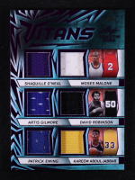 2025 Leaf Trinity Titans Purple #TT10 Shaquille O'Neal / Moses Malone / Artis Gilmore / David Robinson / Patrick Ewing / Kareem Abdul-Jabbar #4/7 at PristineAuction.com