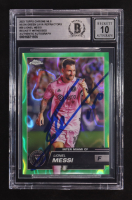 Lionel Messi Signed 2023 Topps Chrome MLS Neon Green Lava Refractors #58 #61/99 (BGS | Autograph Graded 10) at PristineAuction.com