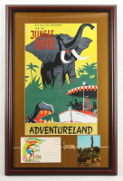 Disneyland "Adventureland: Jungle River Ride" Custom Framed Print Display with Photo Portfolio, Postcard & Disneyland Scroll Pin at PristineAuction.com