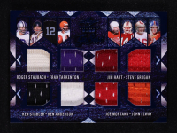 2025 Leaf Trinity The Gr8est Memorbaliia Blue #TG12 Roger Staubach / Fran Tarkenton / Ken Stabler / Ken Anderson / Jim Hart / Steve Grogan / Joe Montana / John Elway #04/20 at PristineAuction.com