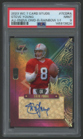 Steve Young 2023 Wild Card 7 Card Studs Autograph Rainbow Diamond Refractor #7CDRA #1/1 (PSA 9) at PristineAuction.com