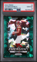 Jayden Daniels 2024 Panini Prizm Emergent Green Ice #2 RC (PSA 10) at PristineAuction.com