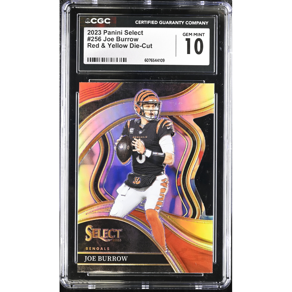 Joe Burrow 2023 Panini Select Club Level Red & Yellow Die-Cut #256 (CGC 10) at PristineAuction.com