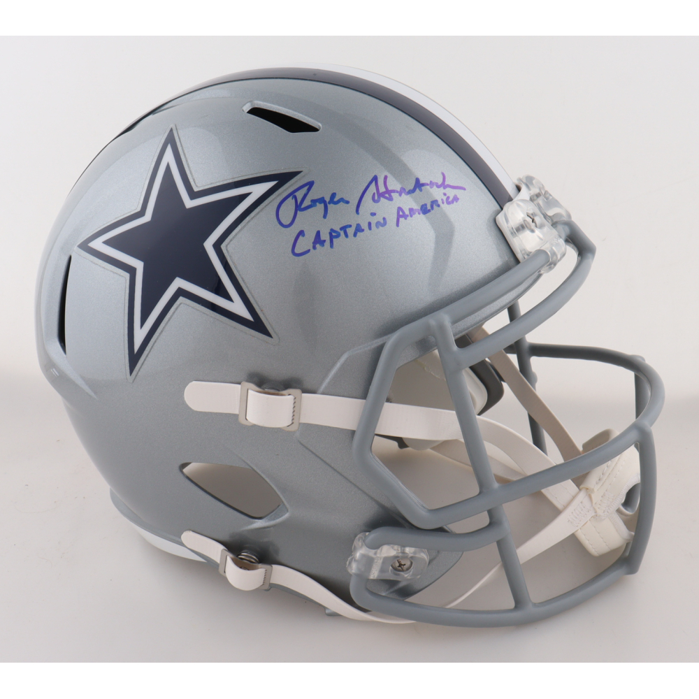 Roger Staubach Signed Cowboys Full-Size Speed Helmet Inscribed "Captain America" (Schwartz) at PristineAuction.com