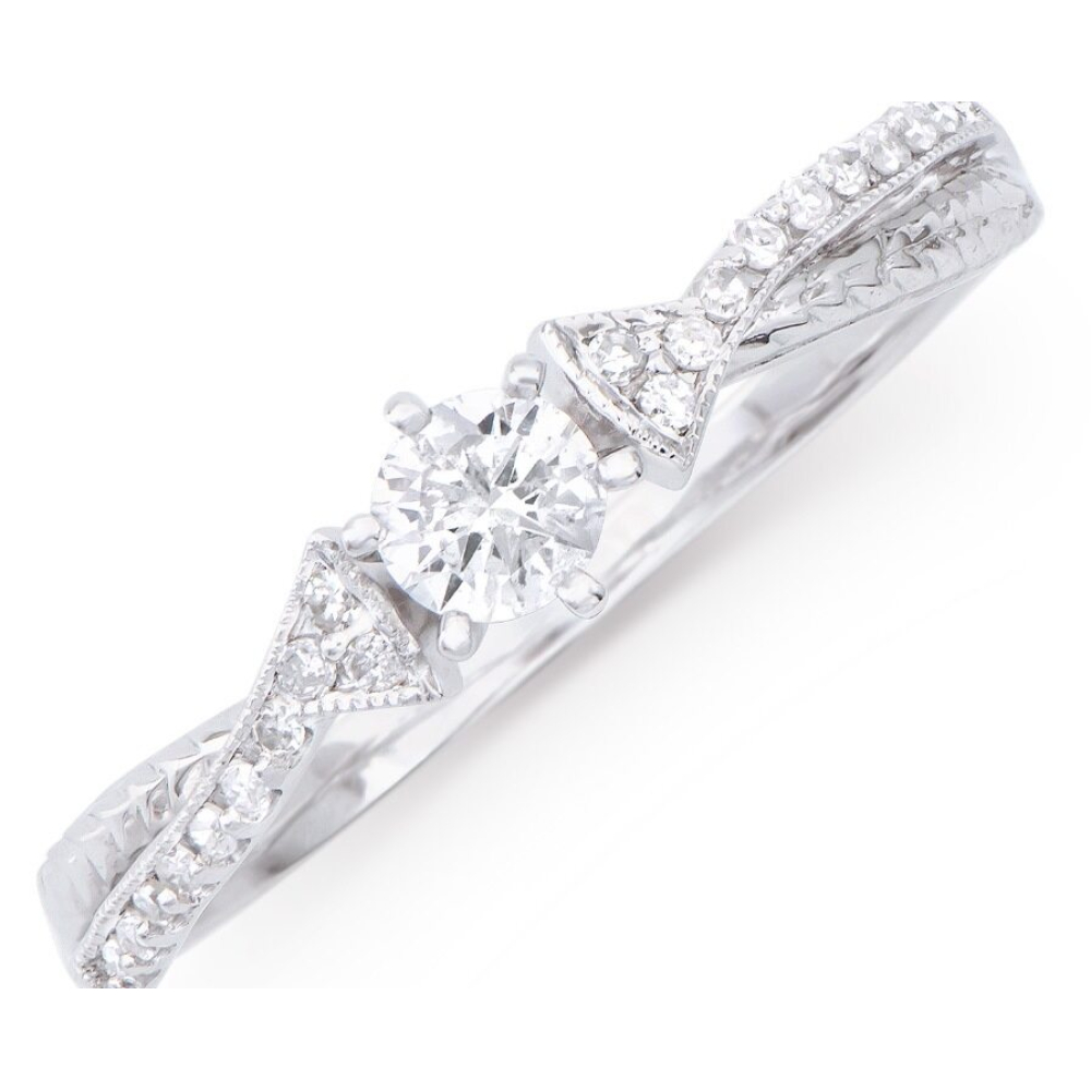 0.32 CTW Natural Diamond Ring Mounted In White Gold H-I, I1-I2 | Estimated Retail Value: $5,455 (IGI) at PristineAuction.com