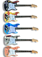 "Guns N Roses" Set of (5) Custom Stratocaster Guitars Band-Signed By (5) with Axl Rose, Slash, Duff McKagan, Steven Adler & Izzy Stradlin  (Beckett & JSA) at PristineAuction.com