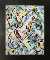 "Kinetic Pulse" Original Acrylic on Canvas Custom Framed Painting - 033-26 (Lewis) at PristineAuction.com