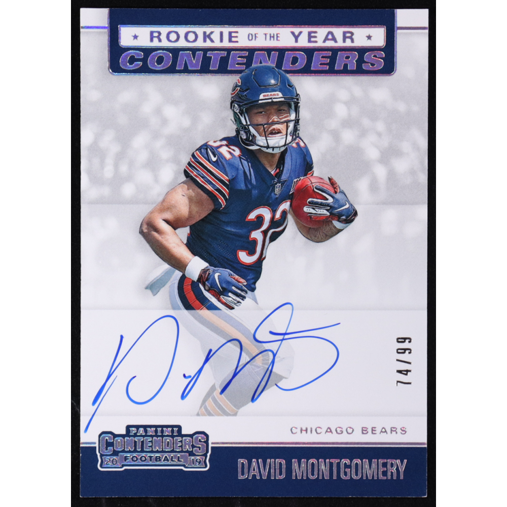 David Montgomery 2019 Panini Contenders Rookie of the Year Contenders Autographs #12 #74/99 RC at PristineAuction.com