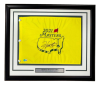 Hideki Matsuyama Signed 2021 Masters Custom Framed Pin Flag (Beckett) at PristineAuction.com