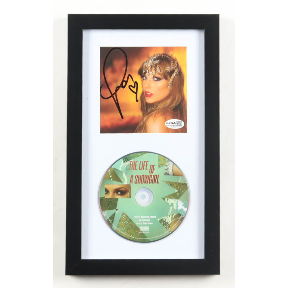 Taylor Swift Signed "The Life of a Showgirl" Custom Framed CD Insert Display with CD (JSA) at PristineAuction.com
