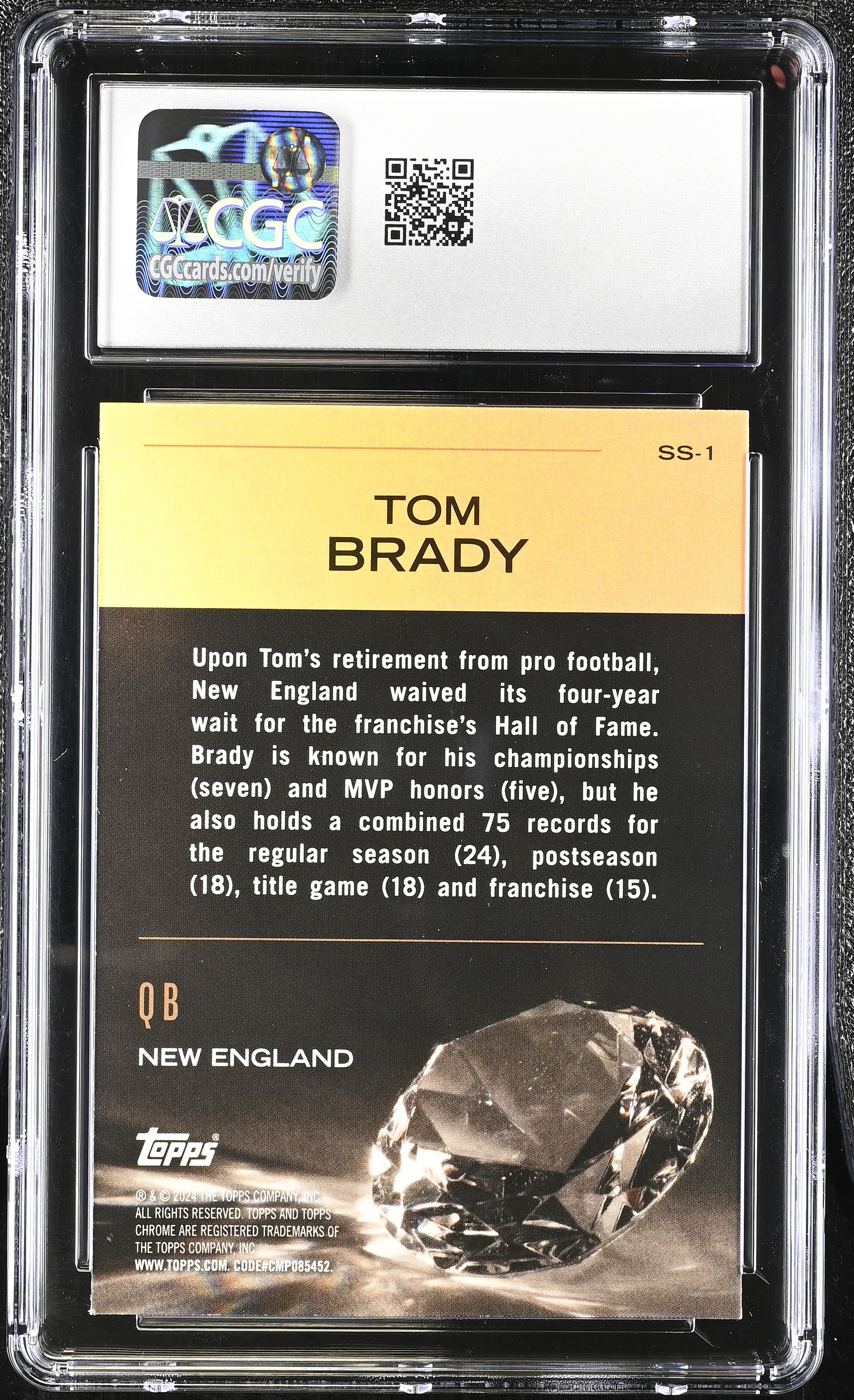 Tom Brady 2024 Topps Chrome Sunday Swag #SS1 (CGC 10) at PristineAuction.com Tom Brady 2024 Topps Chrome Sunday Swag #SS1 (CGC 10) at PristineAuction.com