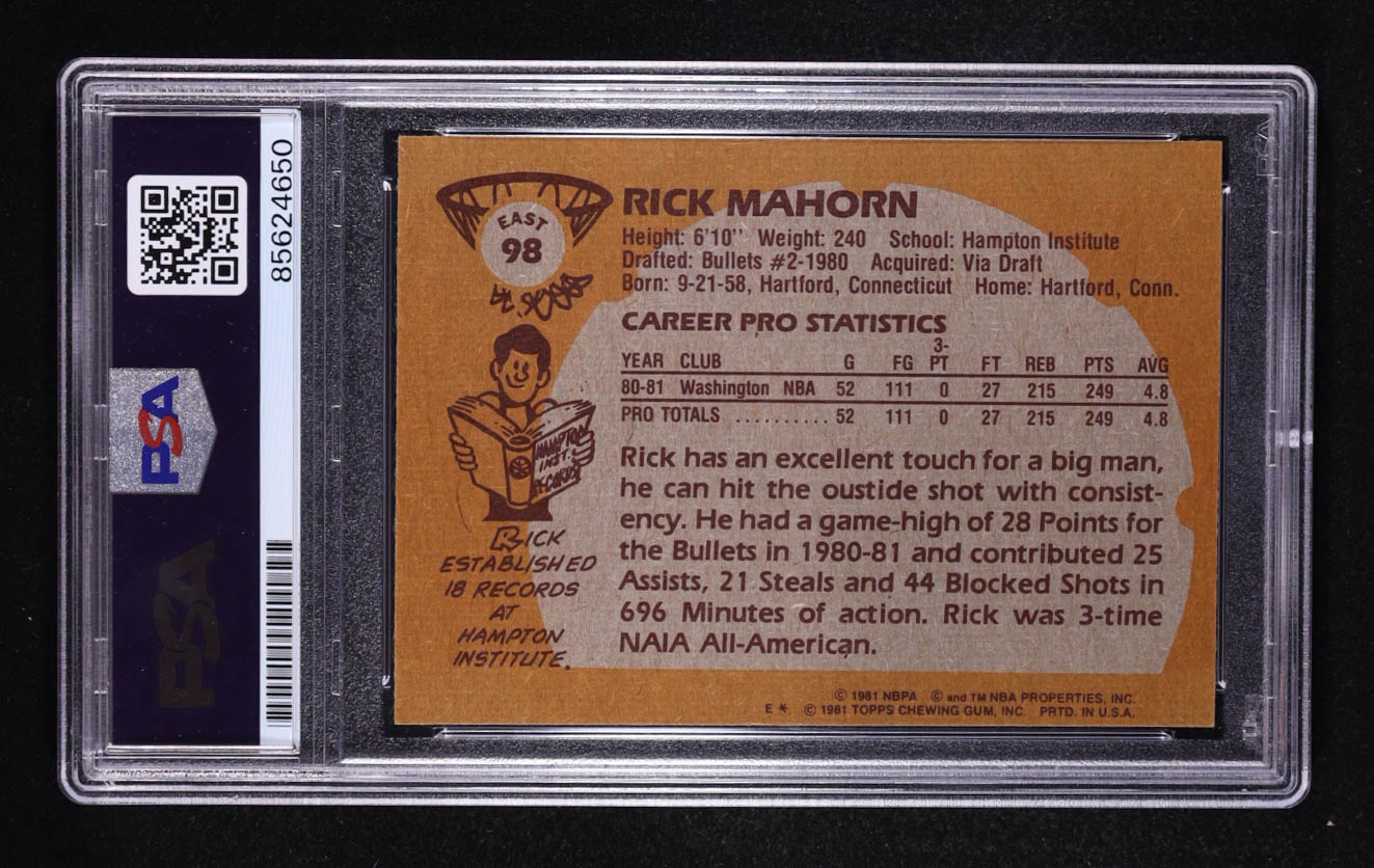 Rick Mahorn Signed 1981 Topps #98 RC (PSA) at PristineAuction.com Rick Mahorn Signed 1981 Topps #98 RC (PSA) at PristineAuction.com