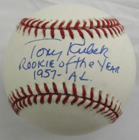 Tony Kubek Signed OML Baseball Inscribed "Rookie of the Year 1957 AL" (JSA) at PristineAuction.com
